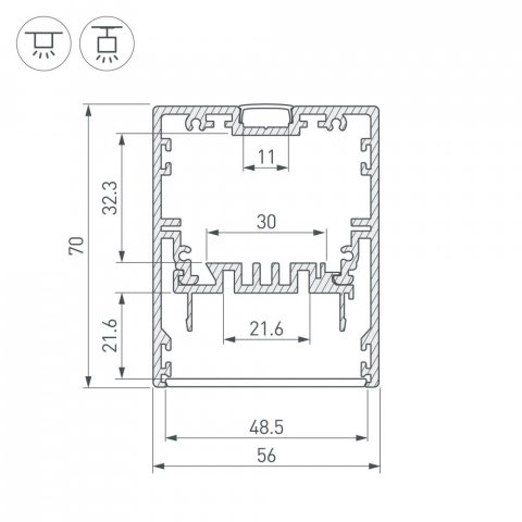 Профиль Arlight Klus-Power-W50-2000 Anod 030303