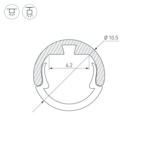 Профиль Arlight Round-D10.5-2000 Anod Black 033036