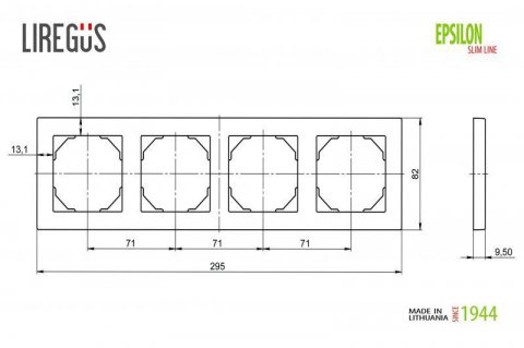 Рамка 4-постовая Liregus Epsilon коричневый 28-154