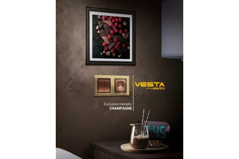 Рамка 5-постовая Vesta-Electric Exclusive Silver Champagne шампань FRM050501BSH