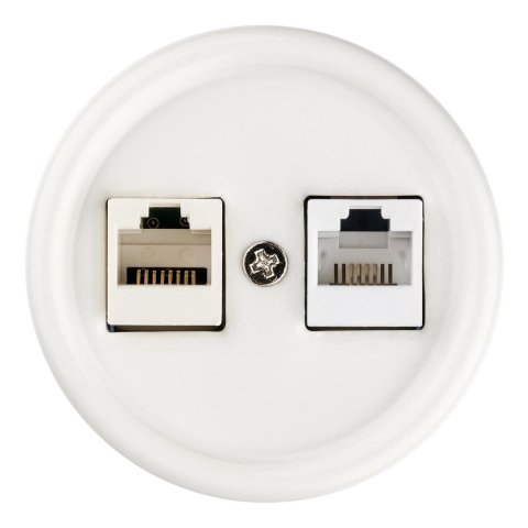 Розетка компьютерная RJ45/телефонная RJ11 TDM Electric "Болонь" белая SQ1820-0052