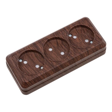 Розетка тройная 2P TDM Electric Ладога со шторками бук SQ1801-0325