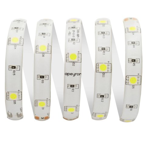 Светодиодная влагозащищенная лента Apeyron 7,2W/m 30LED/m 5050SMD холодный белый 5M 10-01