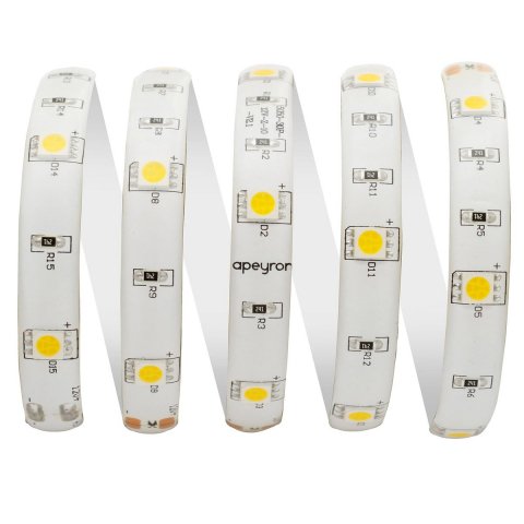 Светодиодная влагозащищенная лента Apeyron 7,2W/m 30LED/m 5050SMD теплый белый 5M 10-02
