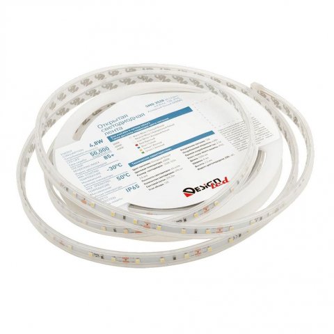 Светодиодная влагозащищенная лента DesignLed 4,8W/m 60LED/m 3528SMD холодный белый 5M 000262