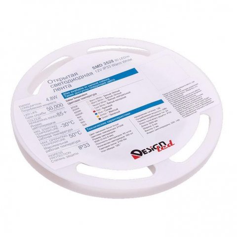 Светодиодная влагозащищенная лента DesignLed 4,8W/m 60LED/m 3528SMD теплый белый 5M 001131