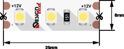 Светодиодная влагозащищенная лента DesignLed 9,6W/m 120LED/m 3528SMD нейтральный белый 5M 001132