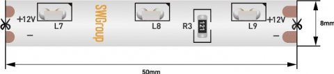Светодиодная влагозащищенная лента SWG 4,8W/m 60LED/m 315SMD холодный белый 5M 002203