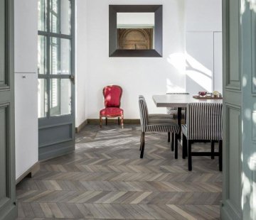 Французская елка Kahrs Chevron Дуб Шеврон серый 60°