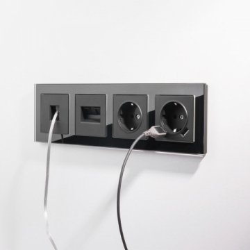 Розетка Werkel двойная Ethernet RJ-45 черный матовый W1182208 4690389157004