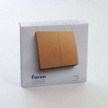 Выключатель двухклавишный беспроводной Feron Smart золото TM82 41726