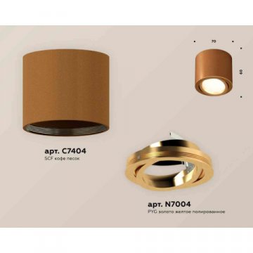 Комплект накладного светильника Ambrella light Techno Spot XS7404001 SCF/PYG кофе песок/золото желтое полированное (C7404, N7004)