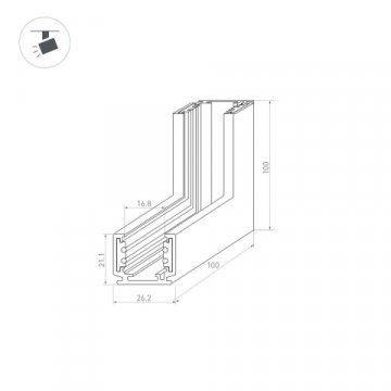 Коннектор L-образный внутренний Arlight Mag-Orient-Con-2620-L90-INT 037325
