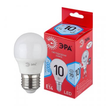 Лампа светодиодная ЭРА E14 10W 4000K матовая LED P45-10W-840-E14 R Б0050233