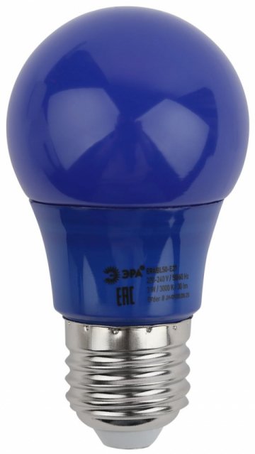 Лампа светодиодная ЭРА E27 3W 3000K синяя ERABL50-E27 Б0049578