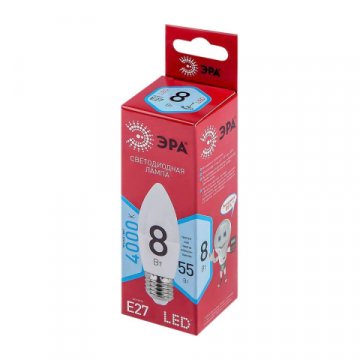 Лампа светодиодная ЭРА E27 8W 4000K матовая LED B35-8W-840-E27 R Б0050695