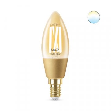 Лампа светодиодная филаментная диммируемая WiZ E14 4,9W 2700-6500K золото Wi-Fi BLE 25W C35E14920-50Amb1PF/6 929003017701