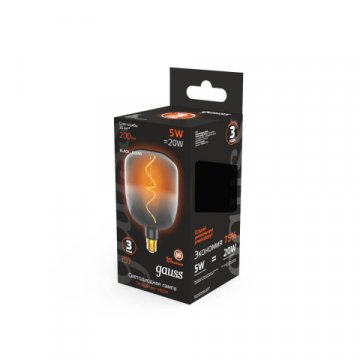Лампа светодиодная филаментная Gauss E27 5W 1800K черная 1008802105