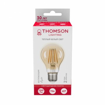 Лампа светодиодная филаментная Thomson E27 11W 2400K груша прозрачная TH-B2112