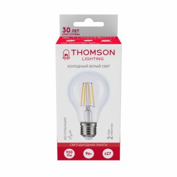 Лампа светодиодная филаментная Thomson E27 9W 6500K груша прозрачная TH-B2331