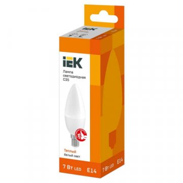 Лампа светодиодная IEK E14 7W 3000K матовая LLE-C35-7-230-30-E14
