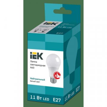 Лампа светодиодная IEK E27 11W 4000K матовая LLE-A60-11-230-40-E27