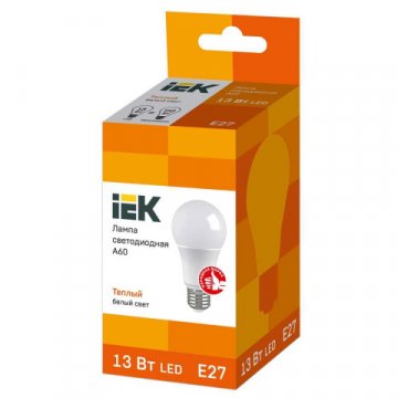 Лампа светодиодная IEK E27 13W 3000K матовая LLE-A60-13-230-30-E27