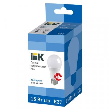 Лампа светодиодная IEK E27 15W 6500K матовая LLE-A60-15-230-65-E27