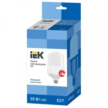 Лампа светодиодная сверхмощная IEK E27 30W 6500K матовая LLE-HP-30-230-65-E27