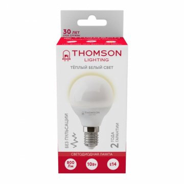 Лампа светодиодная Thomson E14 10W 3000K шар матовая TH-B2035