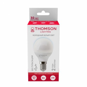 Лампа светодиодная Thomson E14 6W 6500K шар матовая TH-B2315