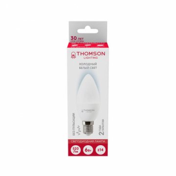 Лампа светодиодная Thomson E14 6W 6500K свеча матовая TH-B2307