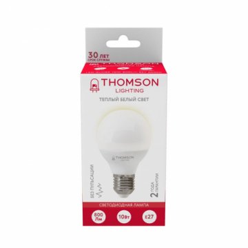 Лампа светодиодная Thomson E27 10W 3000K шар матовая TH-B2041