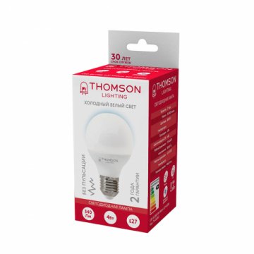 Лампа светодиодная Thomson E27 4W 6500K шар матовая TH-B2363