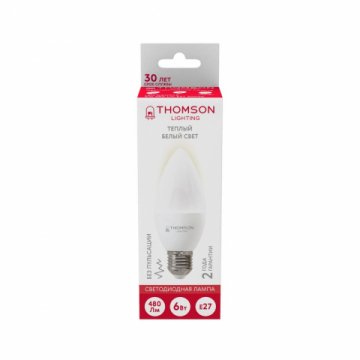 Лампа светодиодная Thomson E27 6W 3000K свеча матовая TH-B2357