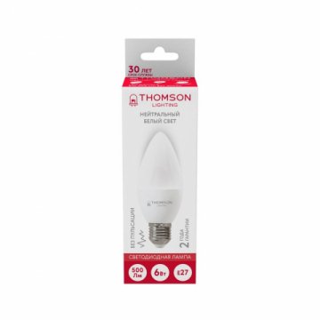 Лампа светодиодная Thomson E27 6W 4000K свеча матовая TH-B2358