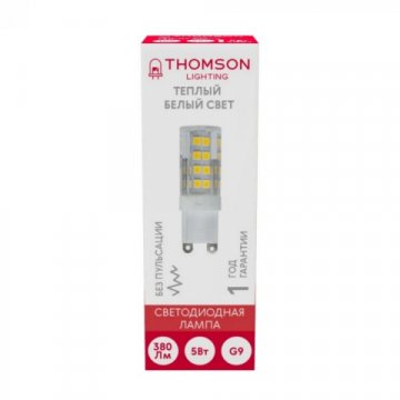 Лампа светодиодная Thomson G9 5W 3000K прозрачная TH-B4240