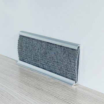 Плинтус Алюминий коннелюрный для ковролина BAP 60 AS Cеребро МКР 60 мм х 12 мм х 3000 мм