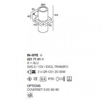 Настенный светильник Delta Light In Site 221 71 01 Alu