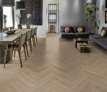 Английская елка Kahrs Herringbone Дуб CC Vintage White Lively