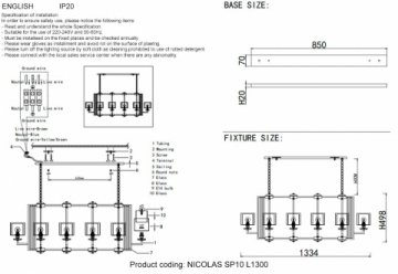 Подвесная люстра Crystal Lux Nicolas SP10 L1300 Nickel/White
