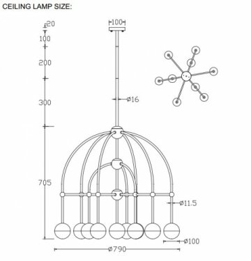 Подвесная люстра Crystal Lux Truena SP-PL6+3+1 Nickel
