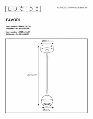 Подвесной светильник Lucide Favori 09434/01/30