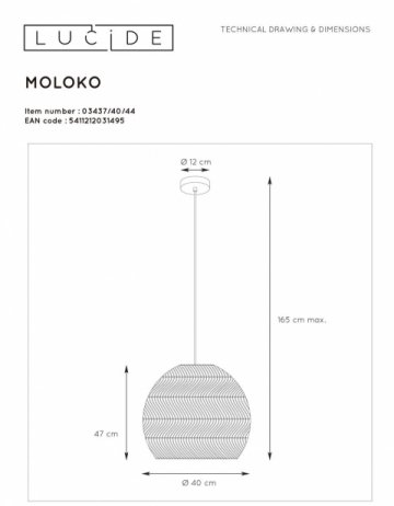Подвесной светильник Lucide Moloko 03437/40/44