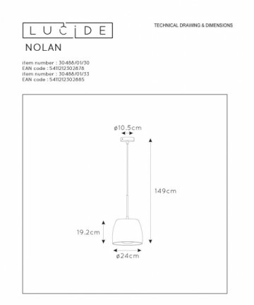 Подвесной светильник Lucide Nolan 30488/01/30