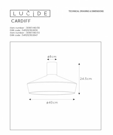 Потолочный светильник Lucide Cardiff 30187/40/30