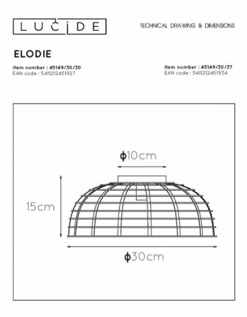 Потолочный светильник Lucide Elodie 45149/30/30