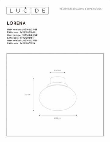 Потолочный светильник Lucide Lorena 03140/23/65