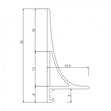 Микроплинтус Design Corner L 584 анадированный Pro Design 35 мм х 15.5 мм х 2700 мм