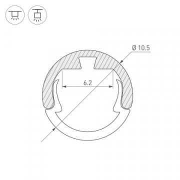 Профиль Arlight Round-D10.5-2000 Anod Black 033036